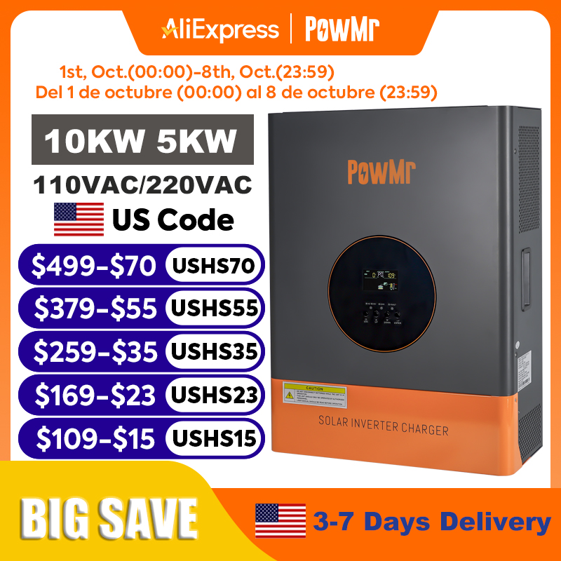 Split Phase Inverter 10Kw 110V 220V - PowMr 10KW 5KW Split-Phase-Wechselrichter 48V 110V